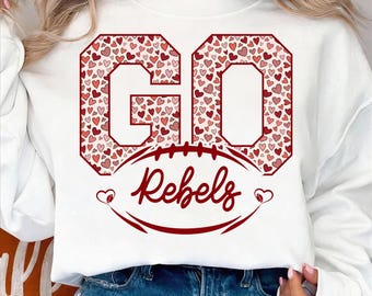 Go Rebels PNG, Valentine Heart Football Print (Digital Download)