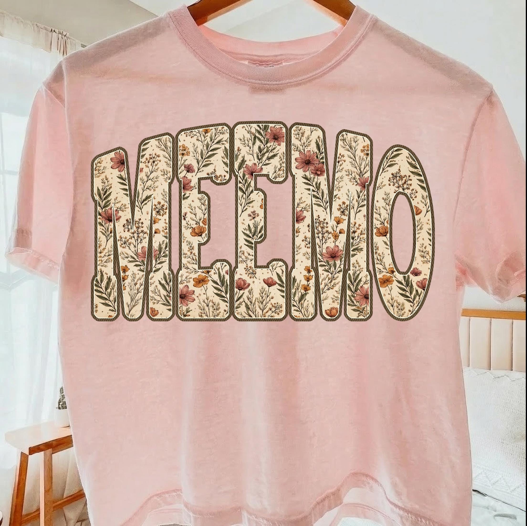 Meemo Name Floral Meemo PNG, Meemo Floral Wild Flower, Boho Wildflower Varsity ...