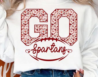 Go Spartans PNG, Varsity Heart Football Design (Digital Download)