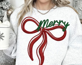 Merry Christmas Bow PNG | Red Ribbon Sublimation Design (Digital Download)