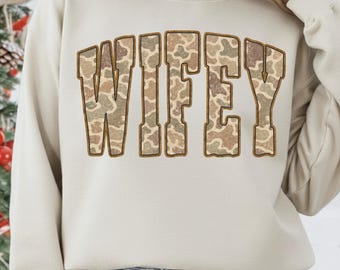 Wifey Camo PNG, Wife Shirt Design, Digital Download File, Sublimation Graphic, Trendy Wifey Apparel