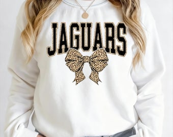 Jaguars Leopard Coquette Bow PNG: Game Day Sublimation (Digital Download)