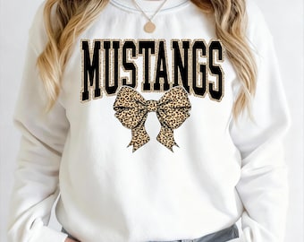 Mustangs Leopard Coquette Bow PNG: Team Spirit Design (Digital Download)