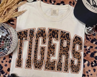 Tigers PNG, Tigers Mascot Leopard PNG, Varsity School Spirit Game Day Shirt Design, Team Spirit Sublimation File, Digital Download