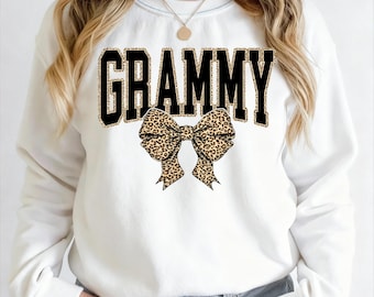 Grammy PNG | Motif sublimation de noeud à imprimé léopard | Téléchargement numérique pour des chemises et des cadeaux de grand-mère