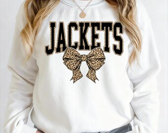 Jackets Leopard Coquette Bow PNG: Team Spirit Design (Digital Download)