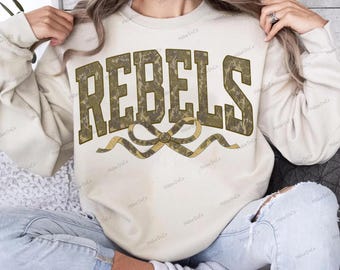 Rebels PNG Camo Bow | Mascot Sublimation Design (Digital Download)