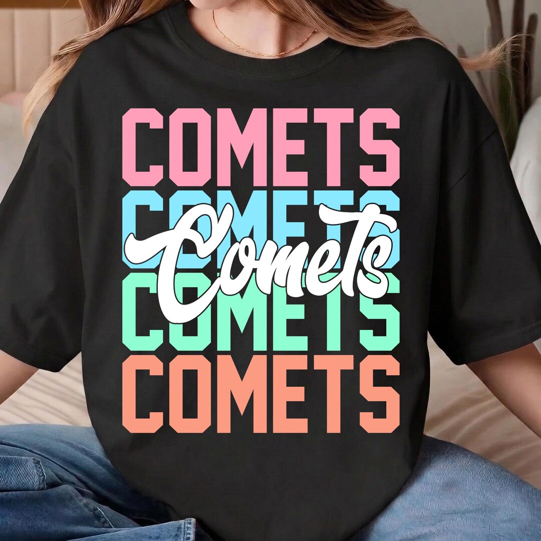 Retro Comets Mascot Script PNG, School Spirit Game Day Outfit (digital ...