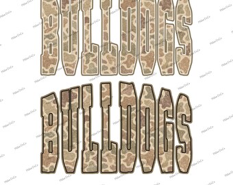 Bulldogs Camo PNG, Sports Team Design, Digital Download File, Sublimation Graphic, Trendy Mascot Apparel