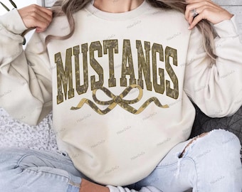 Mustangs Camo Bow PNG: Mascot Sublimation Design (Digital Download)