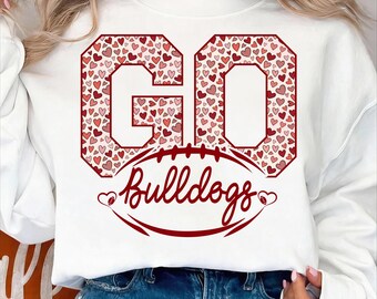 Go Bulldogs PNG, Valentine Football Mascot, School Spirit (Digital Download)
