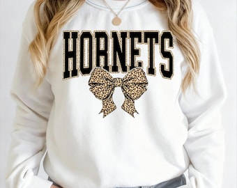 Hornets Leopard Coquette Bow PNG: Team Spirit Sublimation (Digital Download)