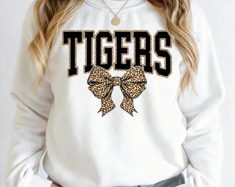 Tigers Leopard Bow PNG: Coquette Team Spirit Design (Digital Download)