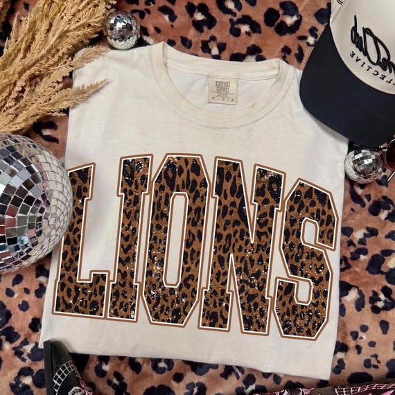Lions PNG, Lions Mascot Leopard PNG, Varsity School Spirit Game Day Shirt Design, Team Spirit Sublimation File, Digital Download