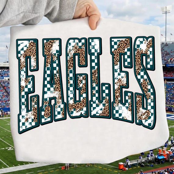 Eagles PNG, Eagles Mascot Leopard Checkered PNG, Eagles School Spirit, Game Day Football Sublimation Design, Varsity Mascot Team Pride