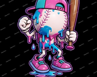 Dripping Baseball PNG, Sports Design (Digital Download)