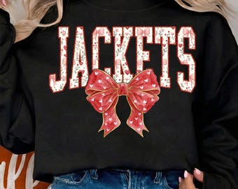 Jackets Bow PNG, Valentine Mascot, Digital Download File, Sublimation Graphic, Floral Heart Bow Apparel