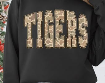 Tigers Camo PNG, Sportteam-Design, digitale Download-Datei, Sublimationsgrafik, trendiges Maskottchen-Kleid