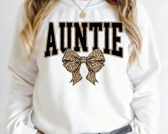 Auntie Png, Bow Leopard Png, Coquette Auntie Png, Trendy Auntie Png, Leopard Bow Png, Auntie Sublimation Design