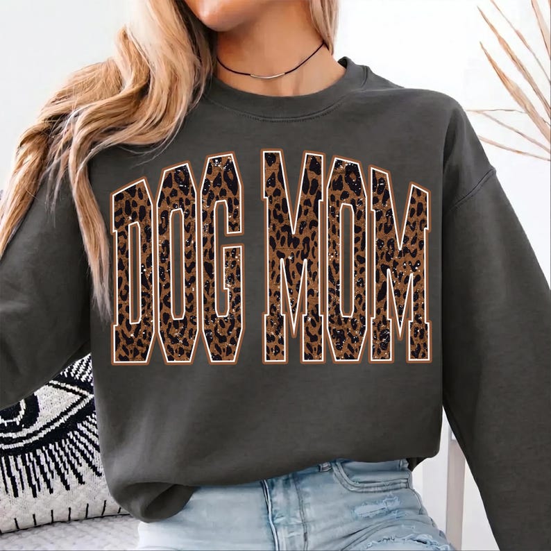 Dog Mom PNG, Leopard Dog Mom PNG, Trendy Varsity Mom Shirt Sublimation Design, Retro Mother's Day Digital Download image 3