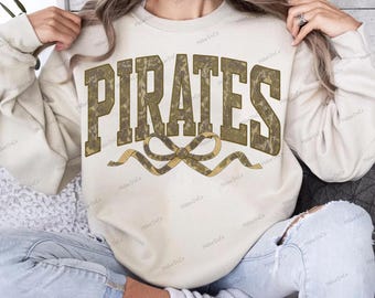 Pirates Camo Bow PNG: Mascot Sublimation Design (Digital Download)