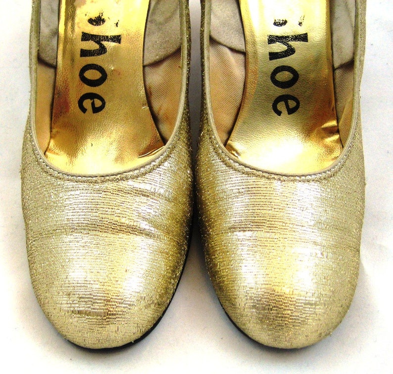50s Gold Shoes Gold Fabric Shoes Gold Lame Shoes 1950s Gold Etsy