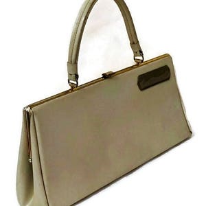 Bolso Kelly beige de los años 50, cartera vegana, monedero vintage de los años 50, bolso con asa superior