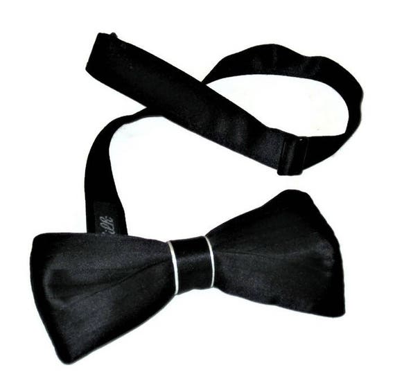 Black Bow Tie, Black Silk Bow Tie ,Tux Tie, Vintag