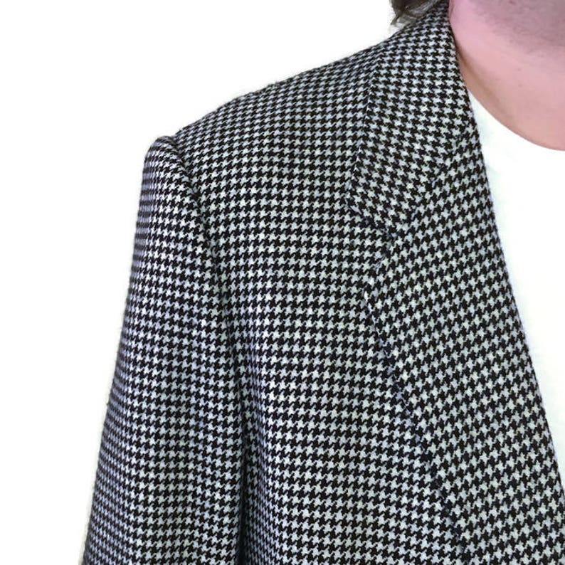 Vintage 80s Houndstooth Sports Jacket in Black and White | Etsy