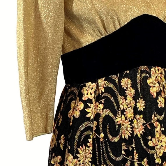 50s Evening Dress with Metallic Gold Bodice and B… - image 5