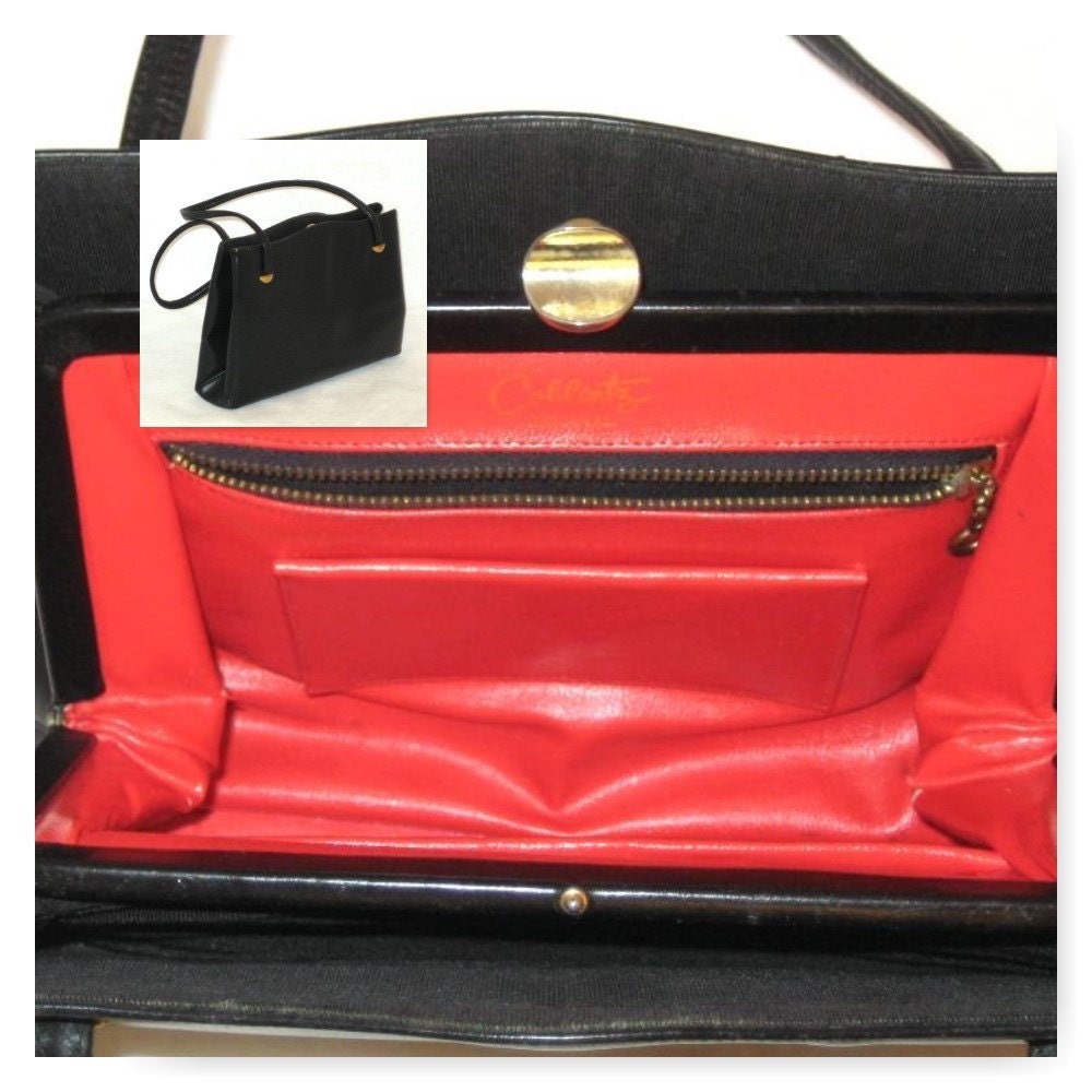 red interior purse
