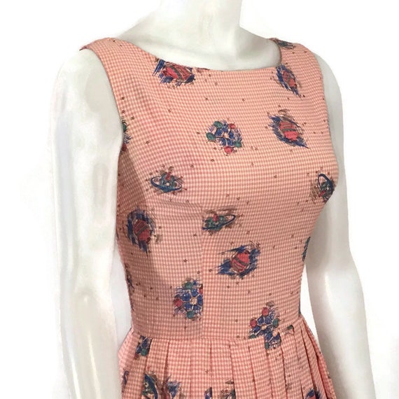 50s Pink Blue Seersucker Dress, Vintage 1950s Ato… - image 2