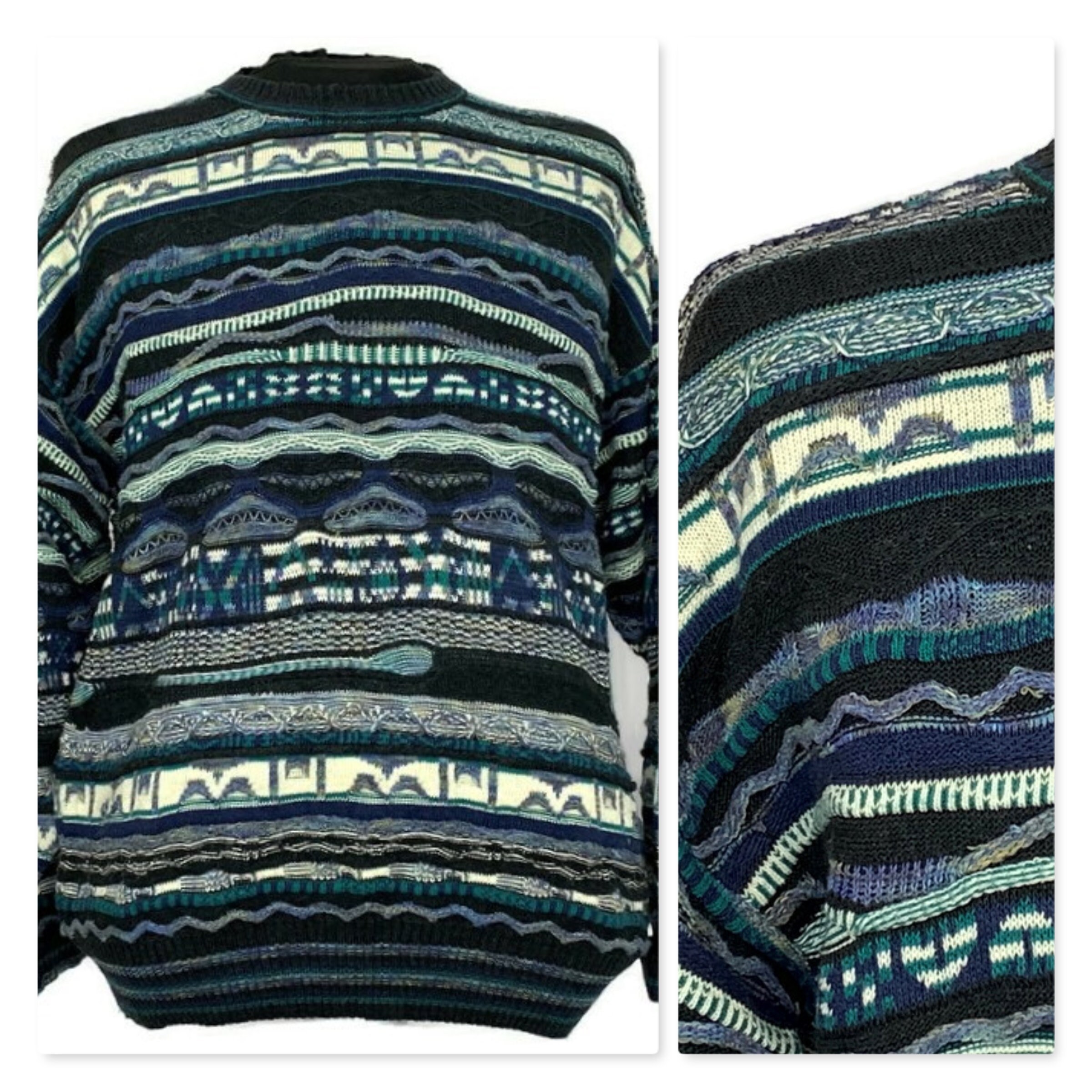 Pull vintage des années 80 en blanc et nuances de bleu pull | Etsy