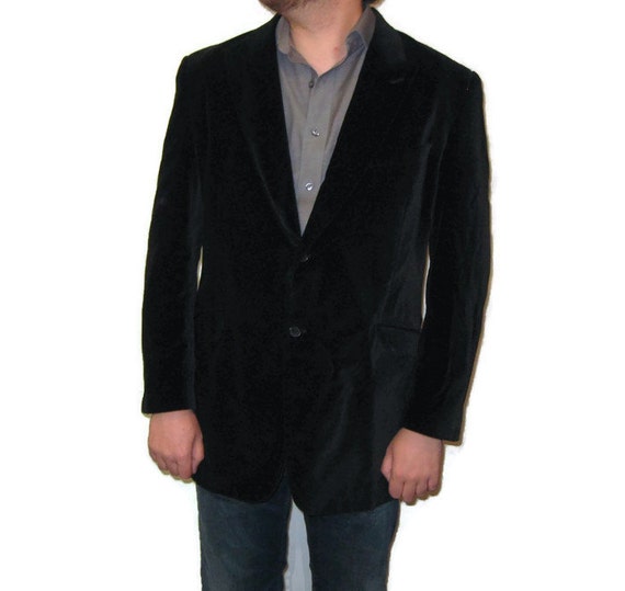 80s Velvet Jacket Black Sport Coat Velvet Sports J