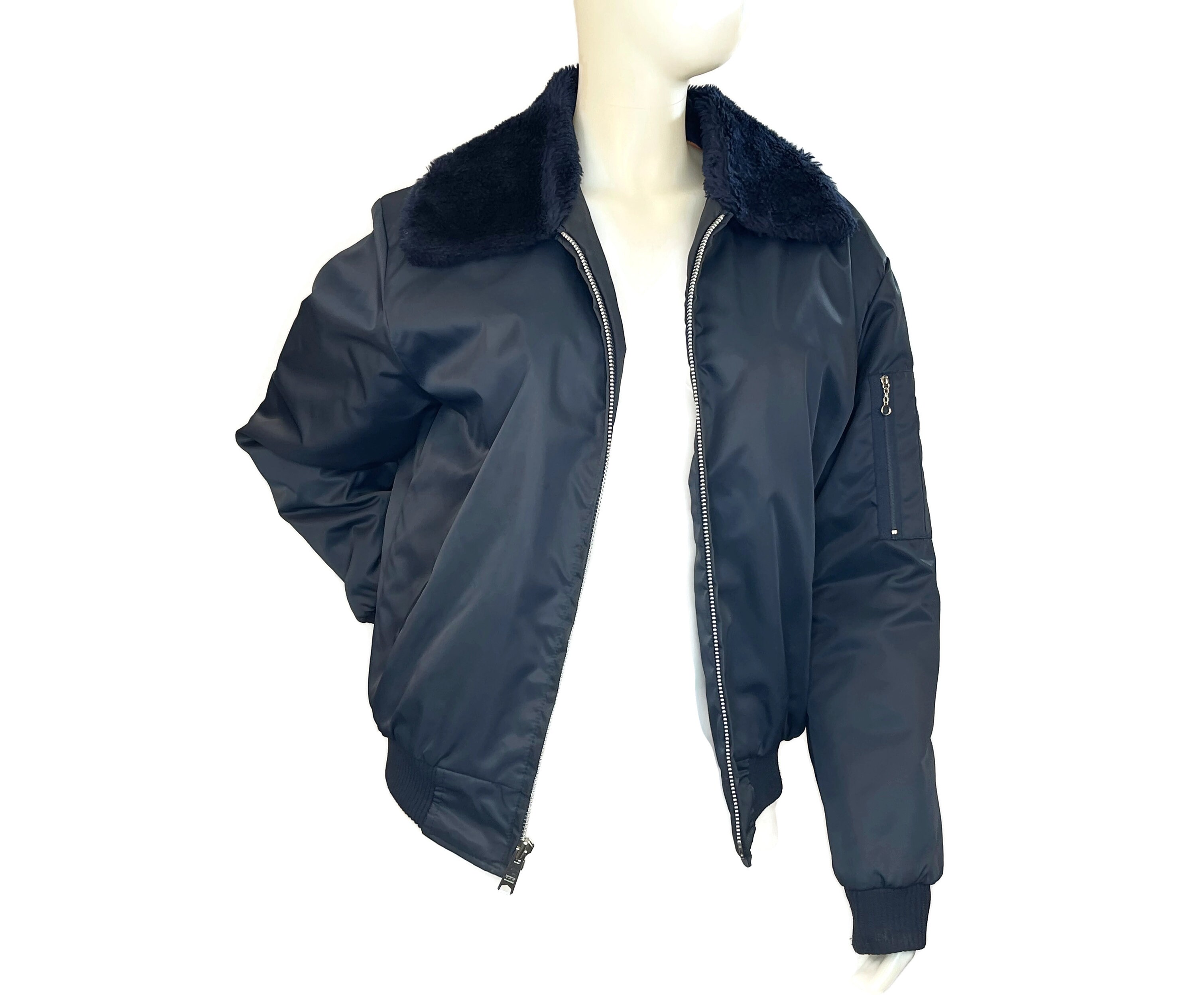 Vintage 1970s Blue Jacket With Quilted Lining, 70s Bomber