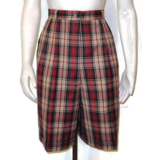 80s Bermuda Shorts Tartan Shorts Plaid Shorts High