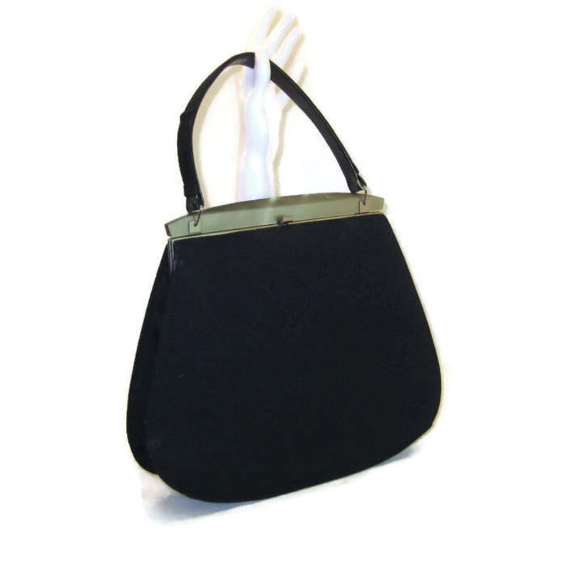 60s Large Black Fabric Purse With Gray Lucite Trim Vintage Etsy Canada