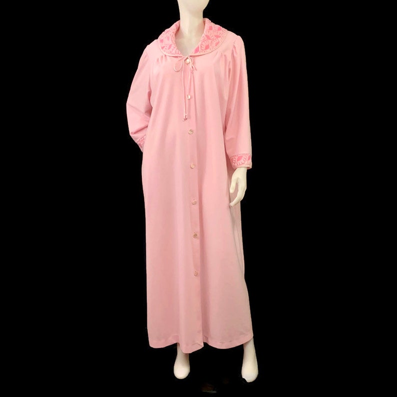 60s Long Pink Brushed Nylon Robe Vintage 1960s Robe Pink Etsy