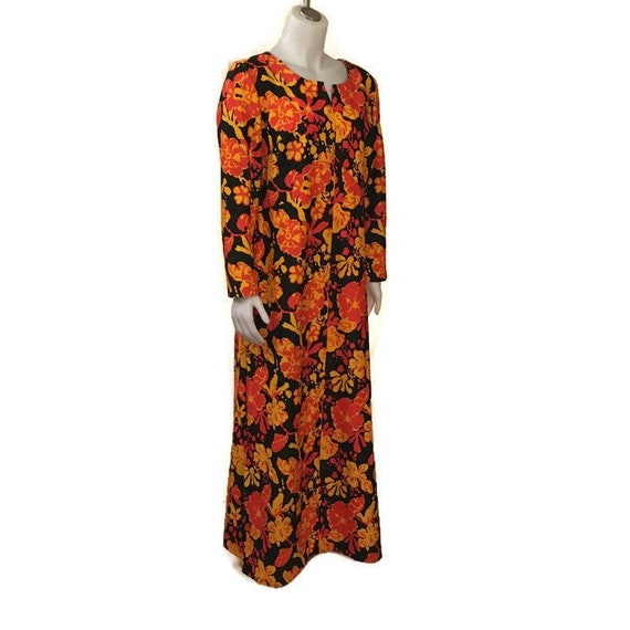 60s Hostess Gown, Kaftan, Floor Length, 1960s Maxi
