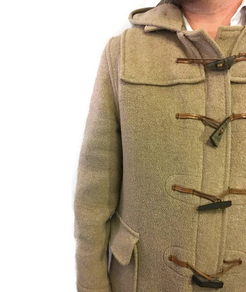 Vintage 1960s Hooded Lined Duffle Coat Made in England 60s Wool Gloveral