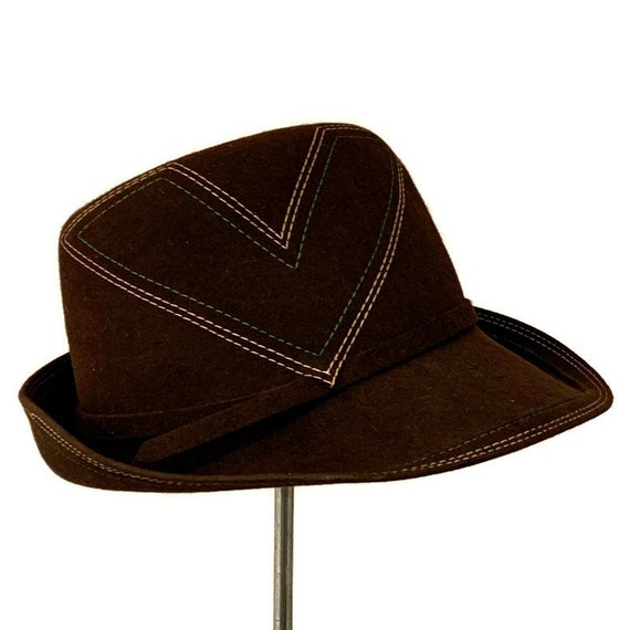 70s Brown Fedora, Vintage 1970s Womans Fedora with