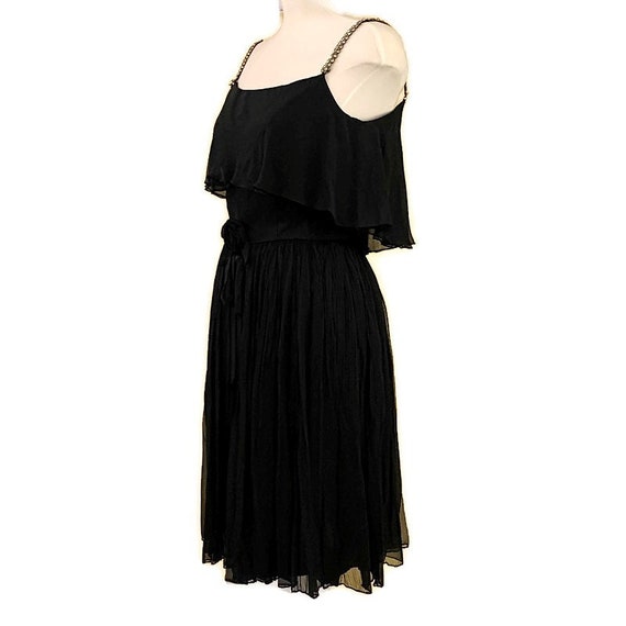 60s Black Chiffon Cocktail Dress, Vintage 1960s R… - image 6