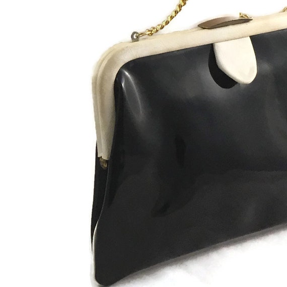 1960s Black Purse, Small Purse, Black Patent, Vint