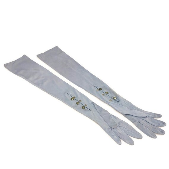 50s Blue Opera Gloves, Light Blue Gloves, Vintage