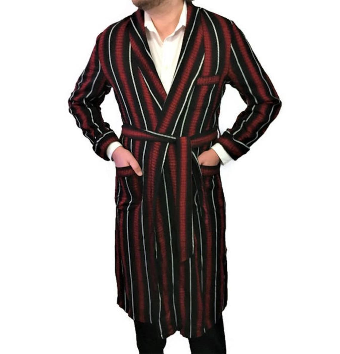 50s Men's Robe Smoking Jacket Dressing Gown Long - Etsy Australia