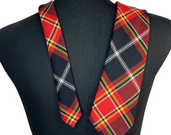 Vintage 1970s House of Edgar Tartan Tie, 70s  Plaid Wool Tie in Orange, Black, Yellow and White