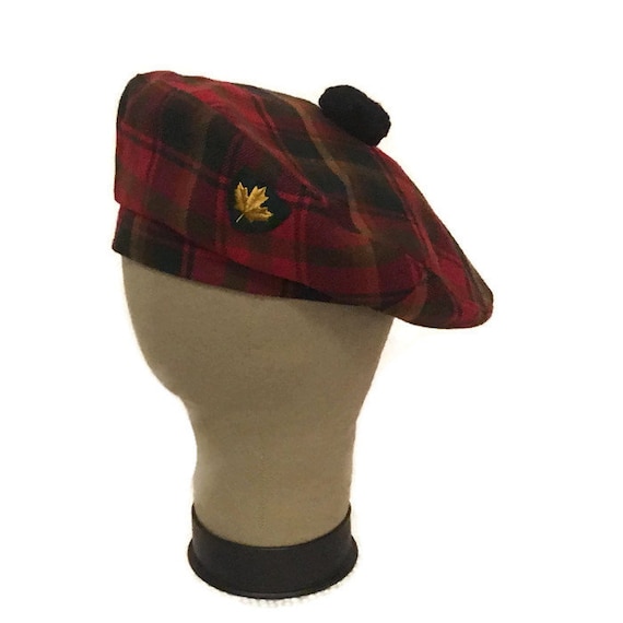 60s Military Style Beret, Vintage 1960s Maple Leaf