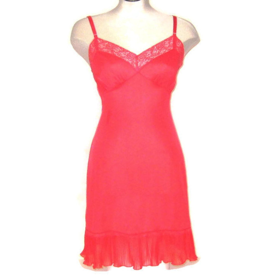 60s Slip Full Slip Red Slip With Lace Vintage 1960s Coral Slip Etsy