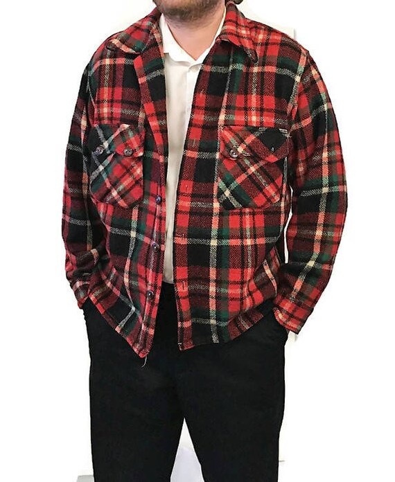 50s Lumber Jack Shirt, Plaid Wool Shirt,Tartan Shi