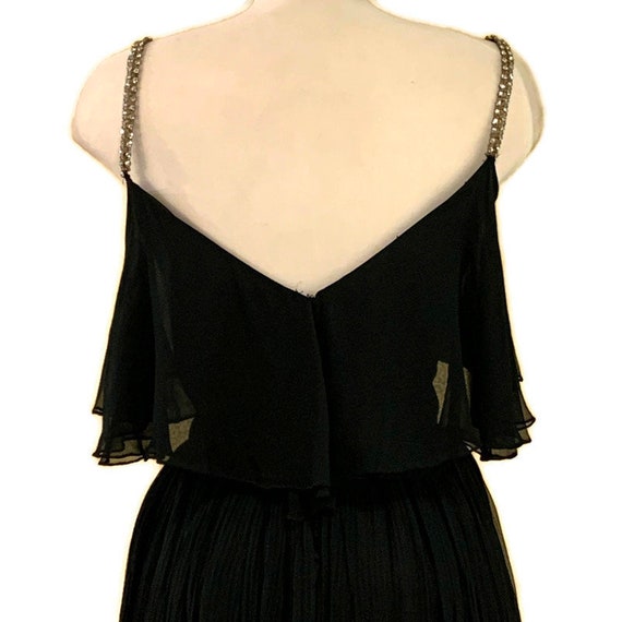 60s Black Chiffon Cocktail Dress, Vintage 1960s R… - image 4